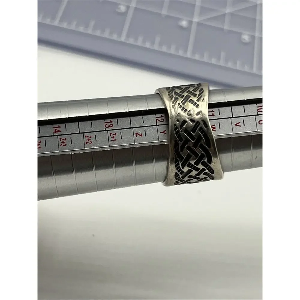 STERLING SILVER Oxidized CELTIC KNOT BAND RING Men’s SIZE 11.5 925 Vintage Rare